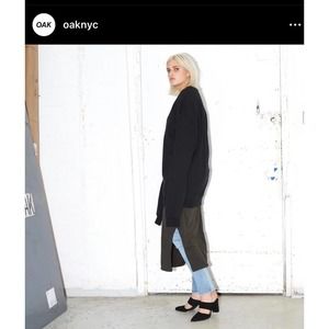 OAK NYC Side Pleat Boxy Cotton Maxi Dress in Green/Gray sz Large